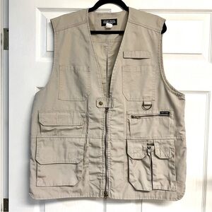 Tact Gear Squad Sportsman Multi-Pocket Utility Tan Vest size L hunting fishing